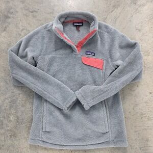 Patagonia Gray Fleece Pullover Snap Neck Pocket Women's Size S